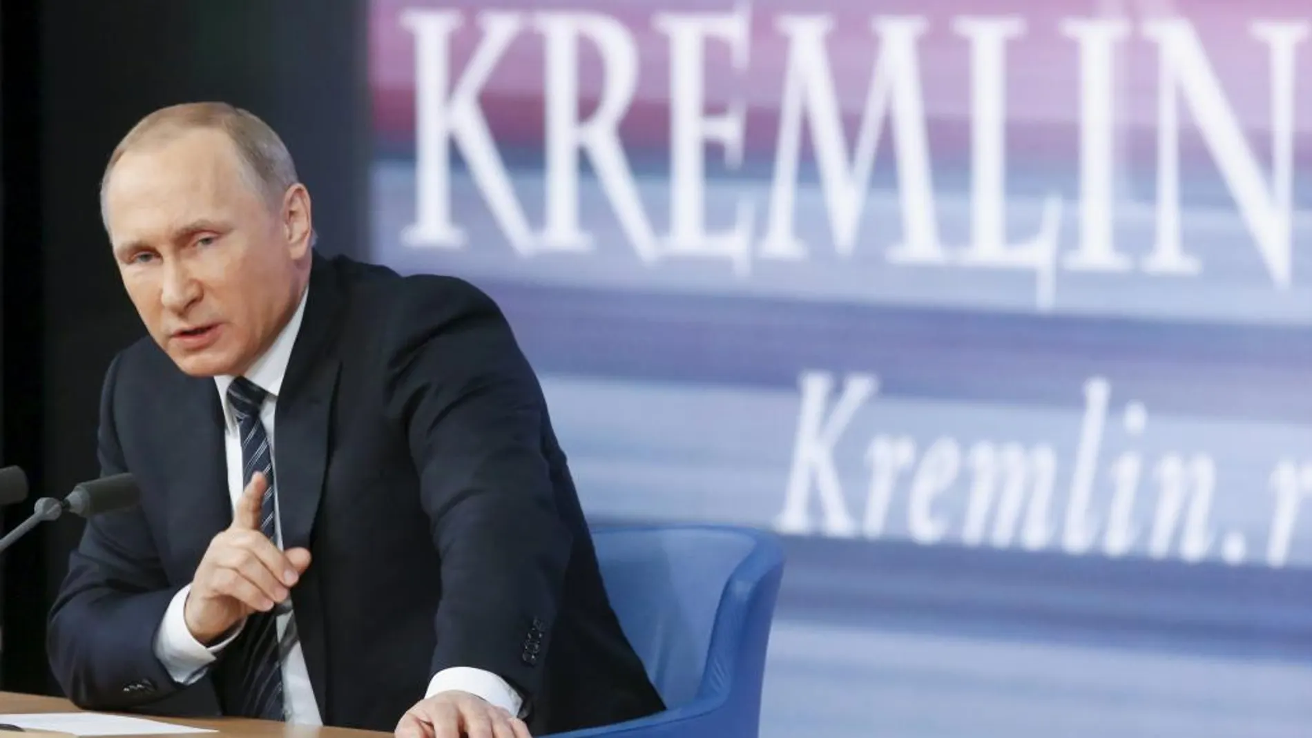 El presidente de Rusia, Vladimir Putin durante su intervención en la conferencia anual de fin de año