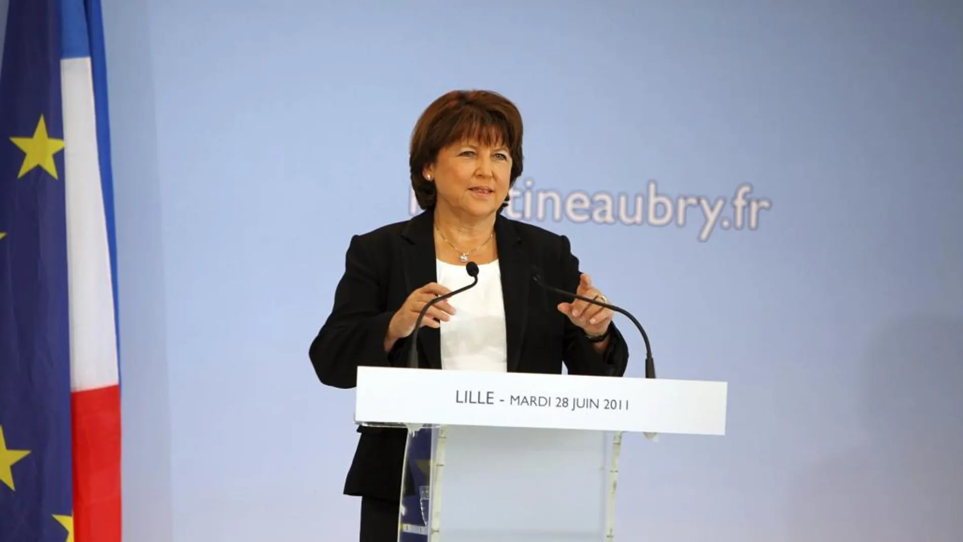 La primera secretaria del Partido Socialista francés (PS) y alcaldesa de Lille, Martine Aubry