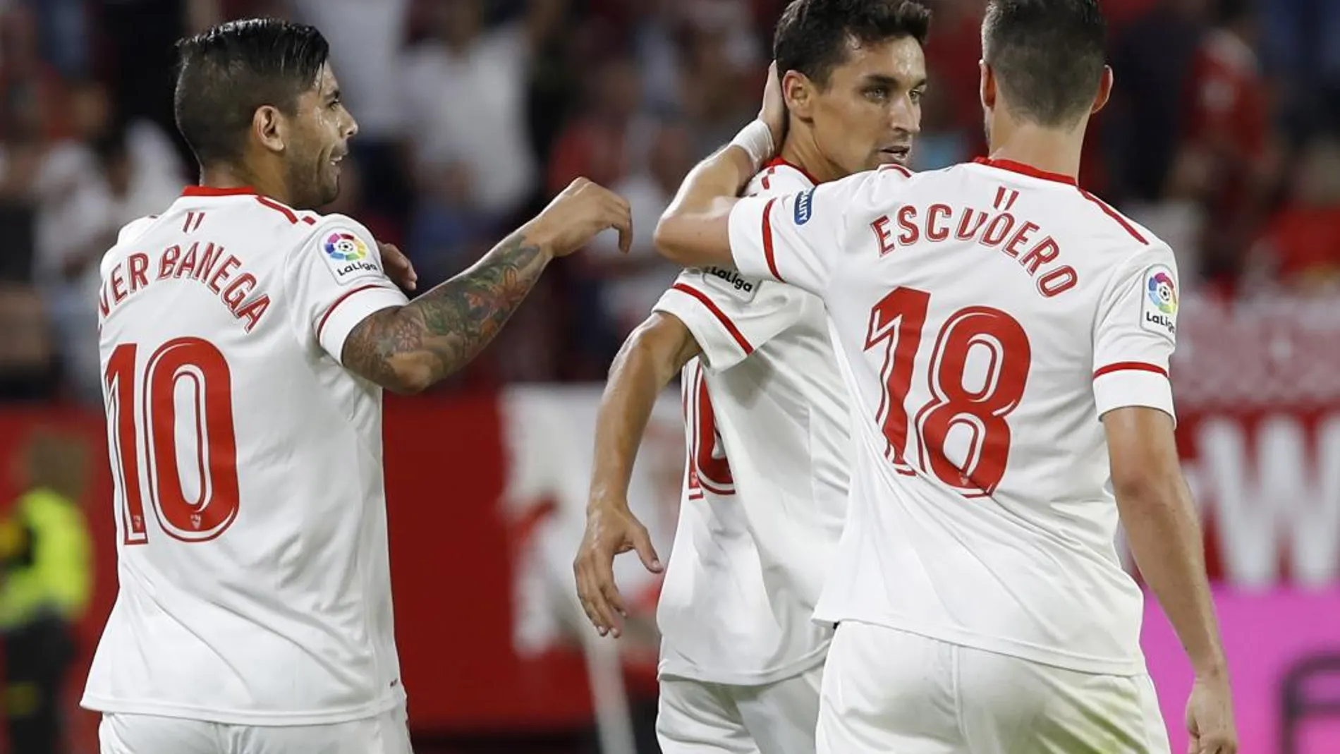 Jesús Navas celebra su gol frente a la UD Las Palmas
