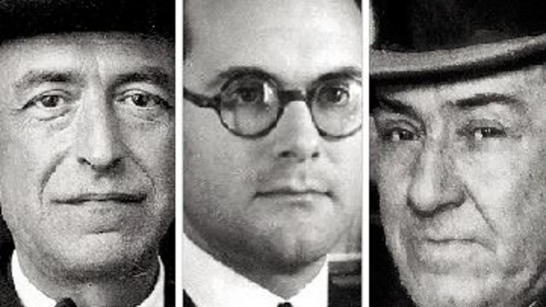De izquierda a derecha, Manuel Falla, Julián Marías y Antonio Machado