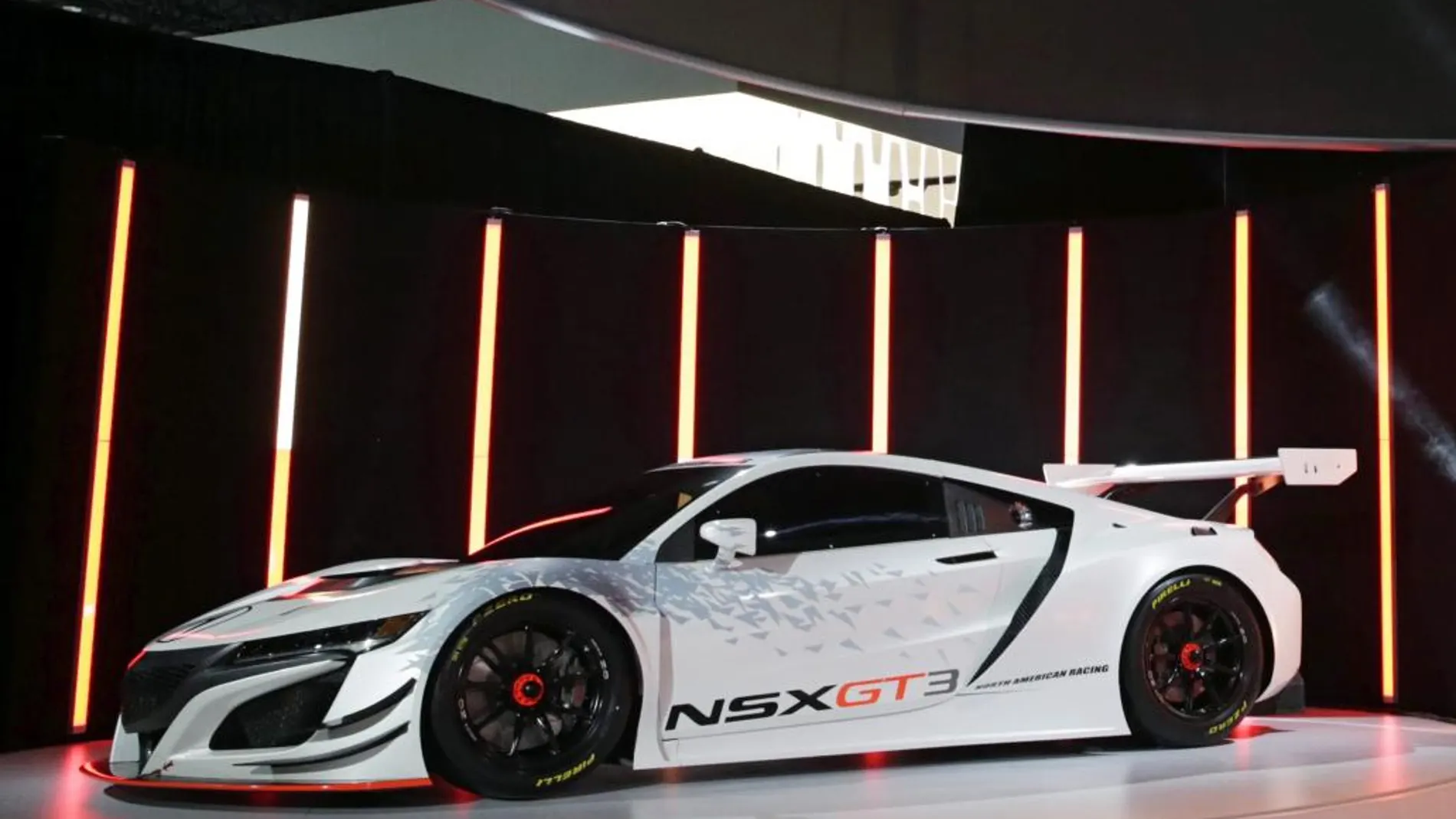 Vista del Acura NSX GT3 con motivo de la celebración del Salón Internacional del Automóvil de Nueva York (NYAS).