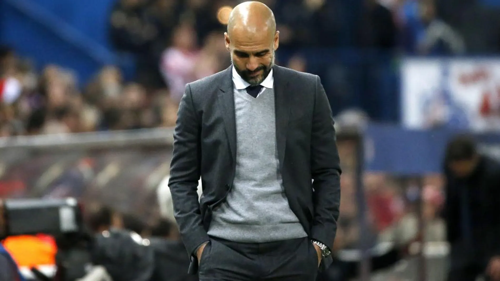 El entrenador del Bayern de Múnich, Pep Guardiola, durante el partido frente al Atlético de Madrid