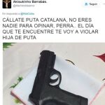 El tuit amenazando a Ada Colau