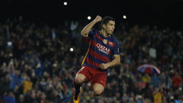 Luis Suárez marcó cuatro de los goles del Barcelona al Sporting
