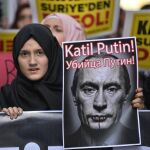 Protestas contra la intervención rusa en Siria.