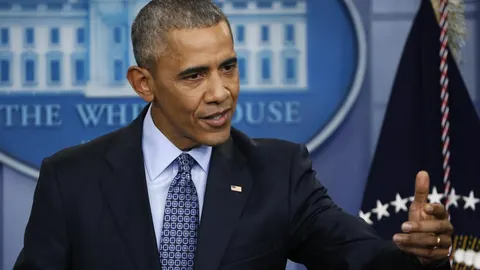Barack Obama, durante su última reuda de prensa hoy en la Casa Blanca.