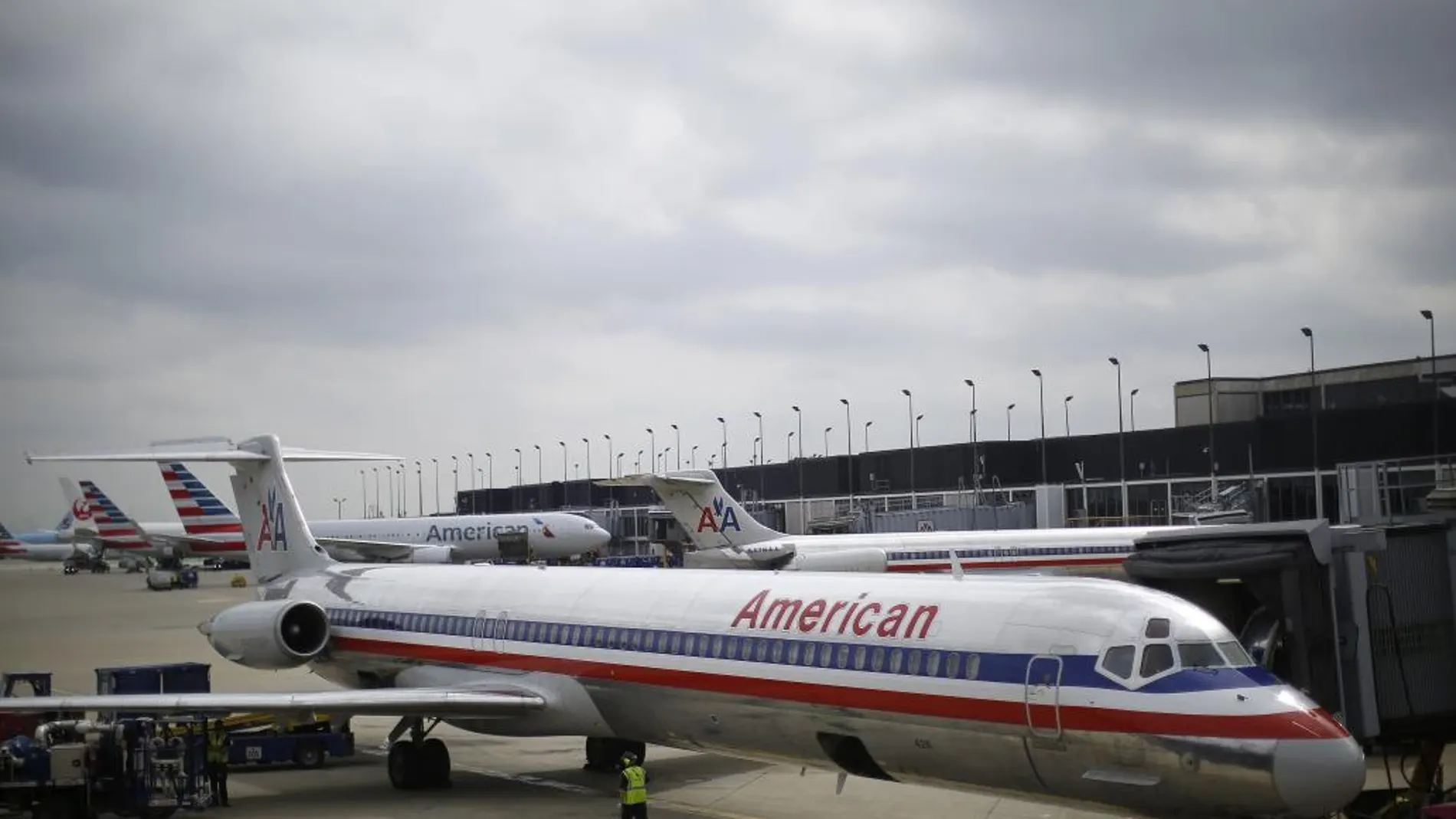 Aviones de la compañía American Airlines, en el aeropuerto de Chicago