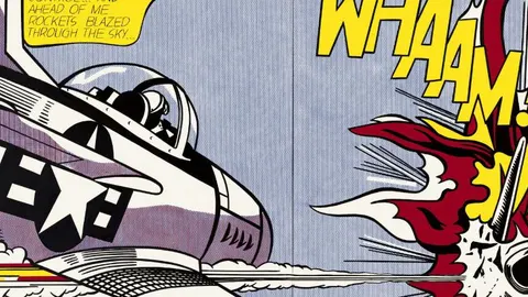 Imagen facilitada por la Tate Modern del dibujo del artista estadounidense Roy Lichtenstein Whaam! (1963)