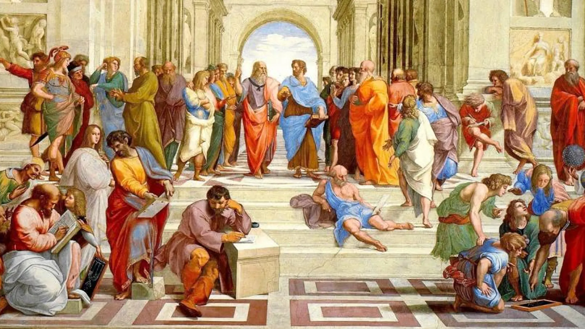 Rafael pintó así el emblemático fresco «La escuela de Atenas»