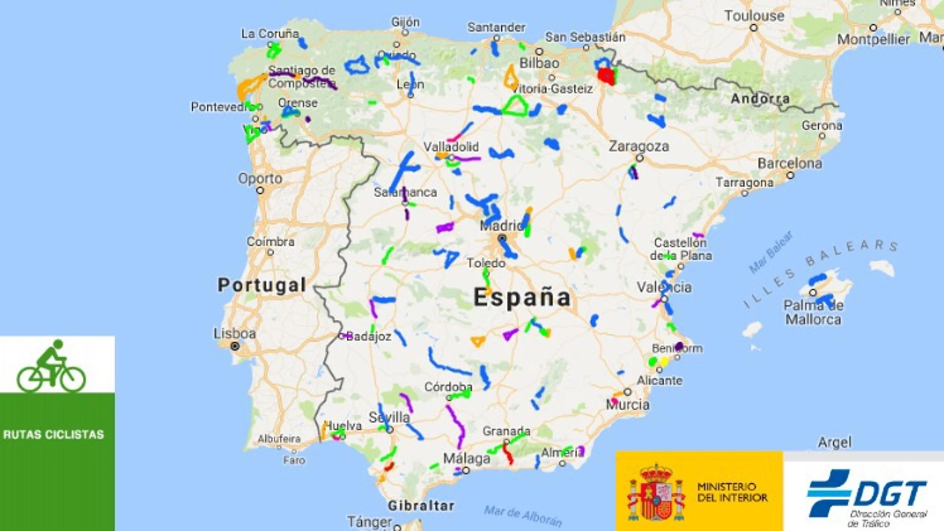 La DGT presenta el mapa de Rutas Ciclistas Protegidas