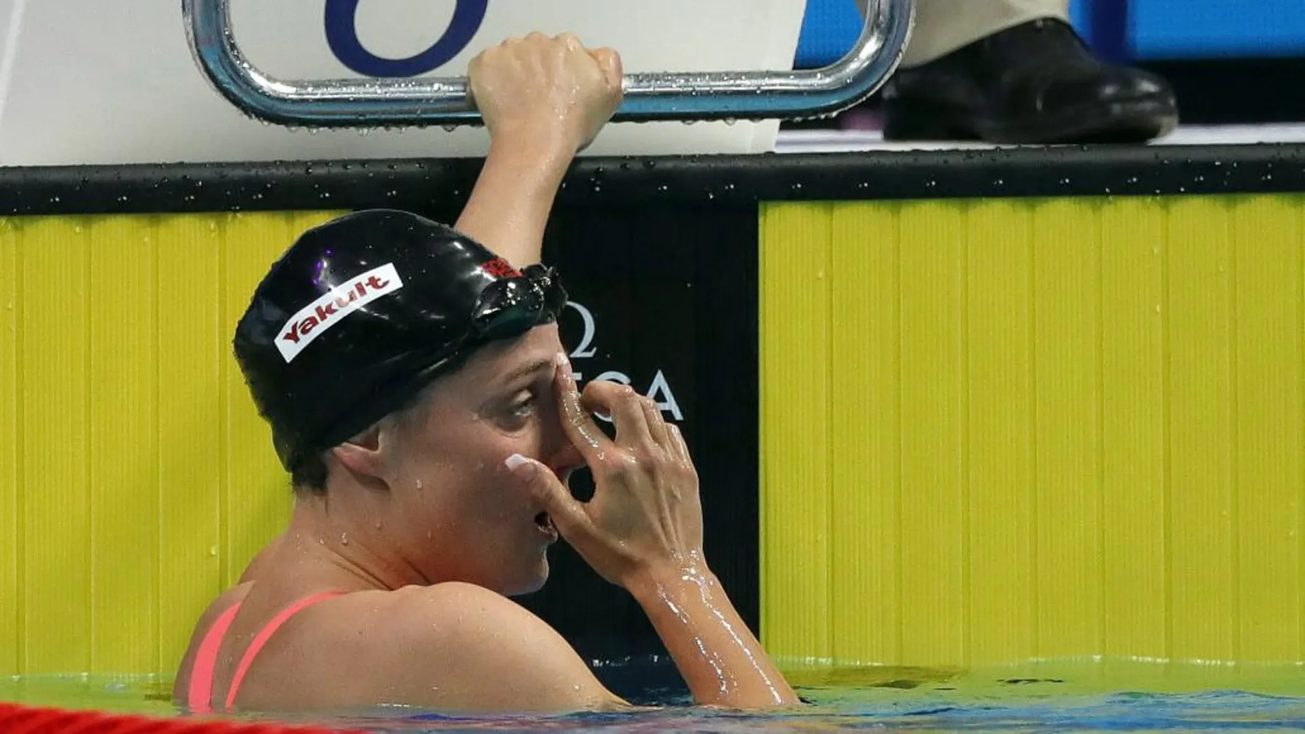 Mireia Belmonte tras la final de los 800m libre femeninos del Mundial de Natación.