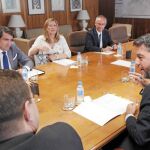 Del Olmo y Suárez-Quiñones, en un instante de la reunión de ayer con Alberto Nadal, en Madrid