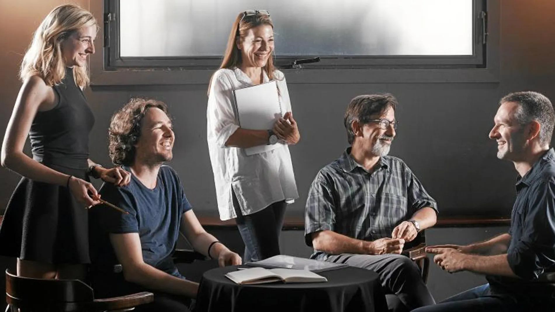 Anna Moliner, Francesc Ferrer, Vilarasau y Jordi Boixaderas con Pere Riera