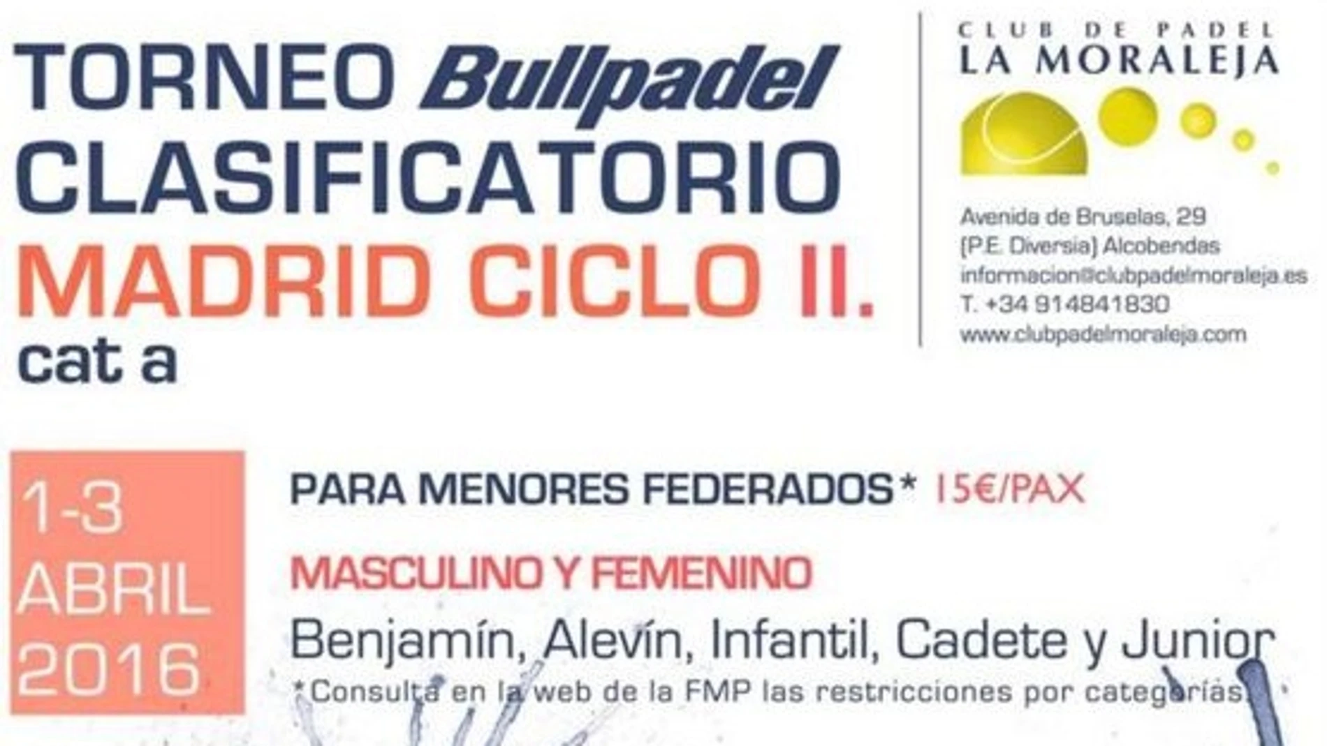 Inscripciones abiertas para el Torneo Bullpadel de menores