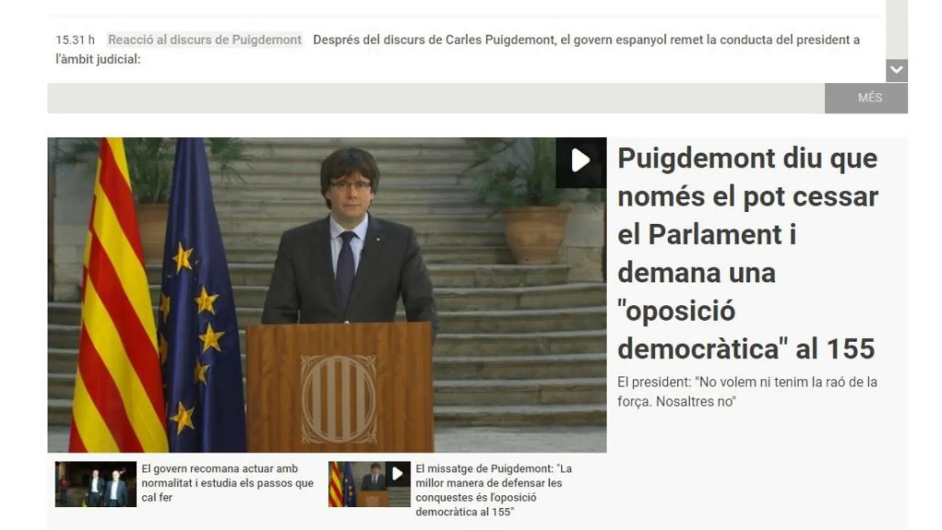 El Gobierno pide explicaciones a TV3 por seguir hablando de Puigdemont como «president»