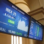 Paneles informativos de la Bolsa de Madrid