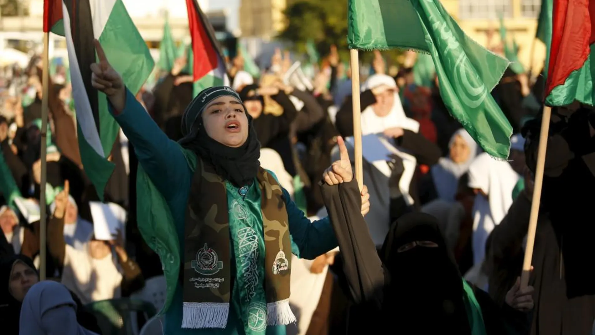 Una palestina durante una manifestación en Gaza