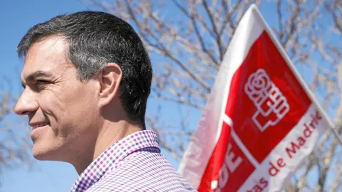 Sánchez, durante su acto ayer en Los Santos de la Humosa