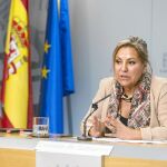 La vicepresidenta de la Junta y portavoz, Rosa Valdeón, en rueda de prensa posterior a la reunión del Consejo de Gobierno