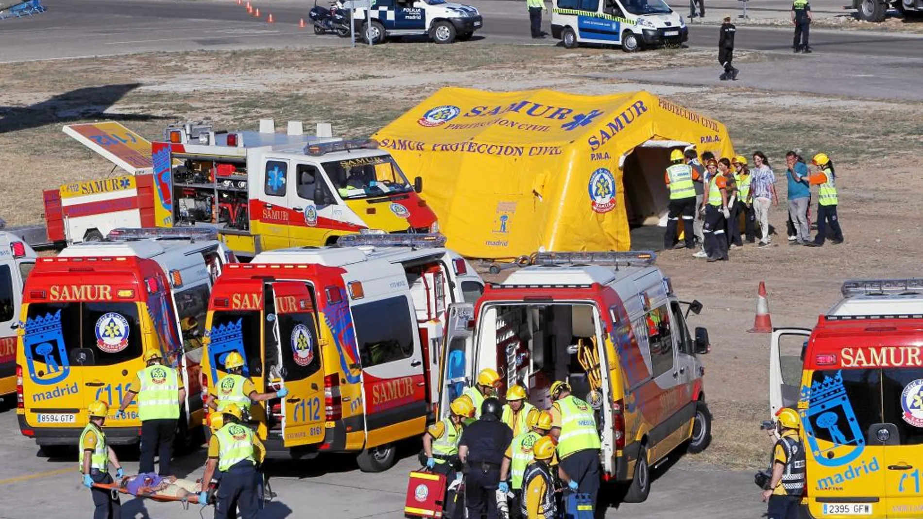 Efectivos de Samur durante un simulacro