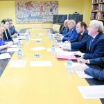Pilar del Olmo durante la jornada de trabajo con los presidente de las Cámaras de Comercio de la Comunidad