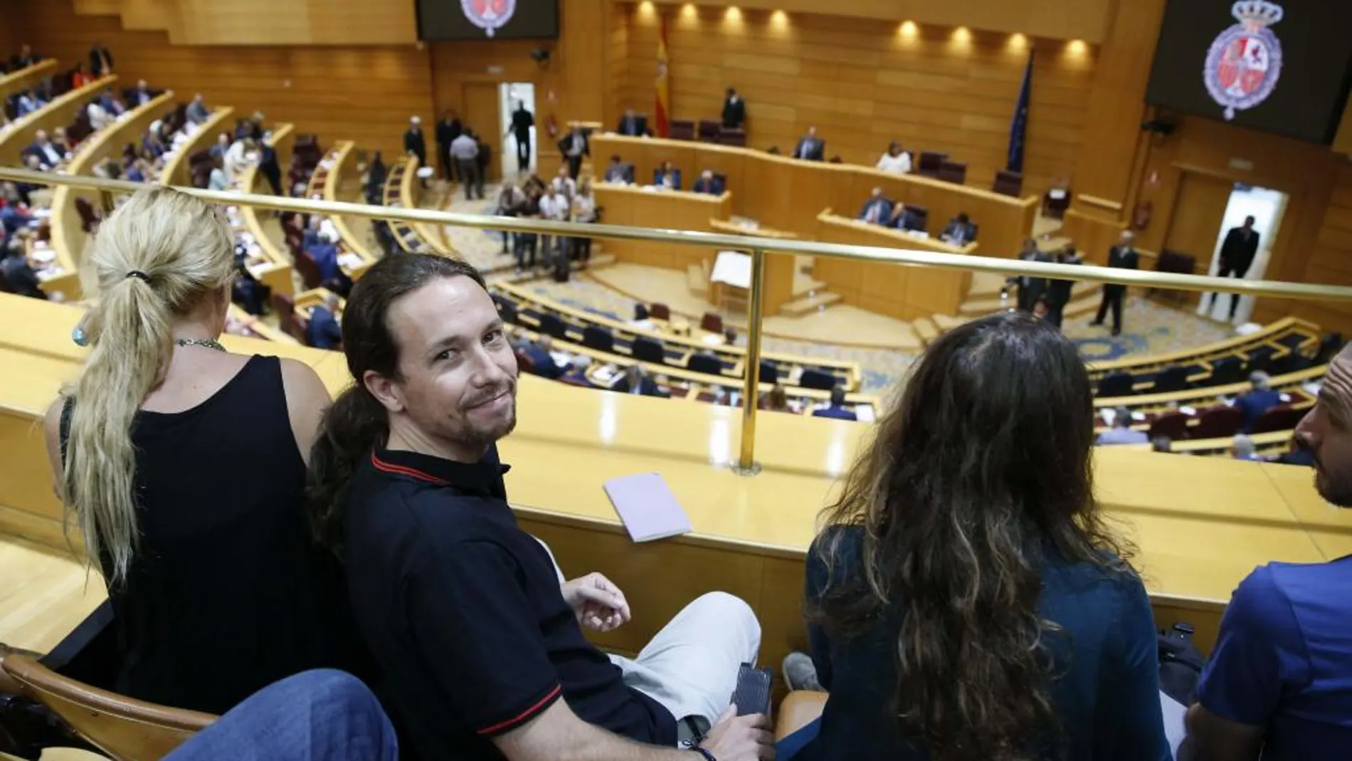 El líder de Podemos, Pablo Iglesias, en el Senado.
