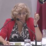 La alcaldesa de la ciudad, Manuela Carmena, hoy en el Pleno