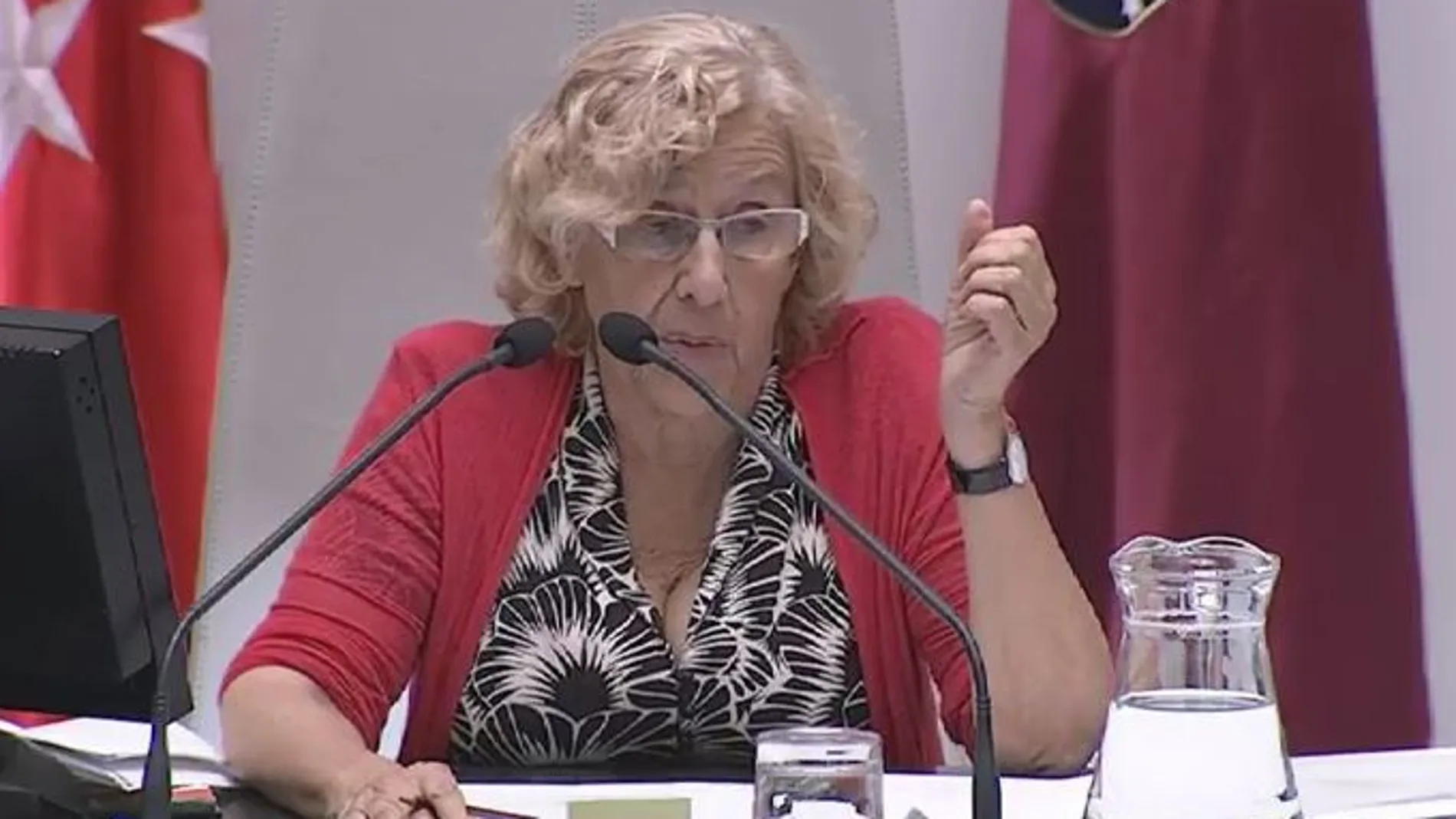 La alcaldesa de la ciudad, Manuela Carmena, hoy en el Pleno