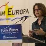 La consellera de Agricultura, Elena Cebrián, ayer durante su intervención en el Fórum Europa
