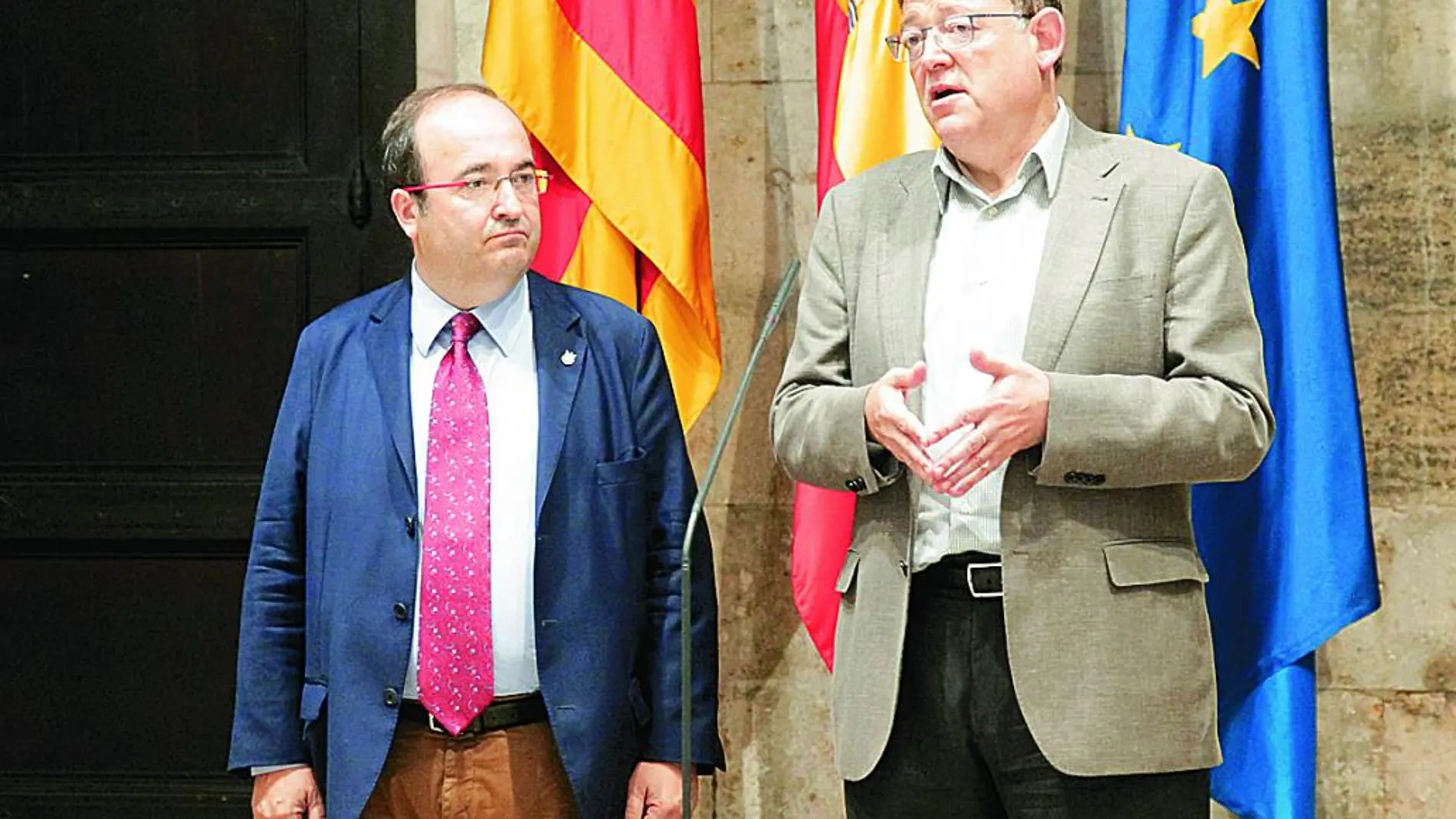 El presidente de la Generalitat, Ximo Puig, se reunió ayer con el secretario de los socialistas catalanes, Miquel Iceta