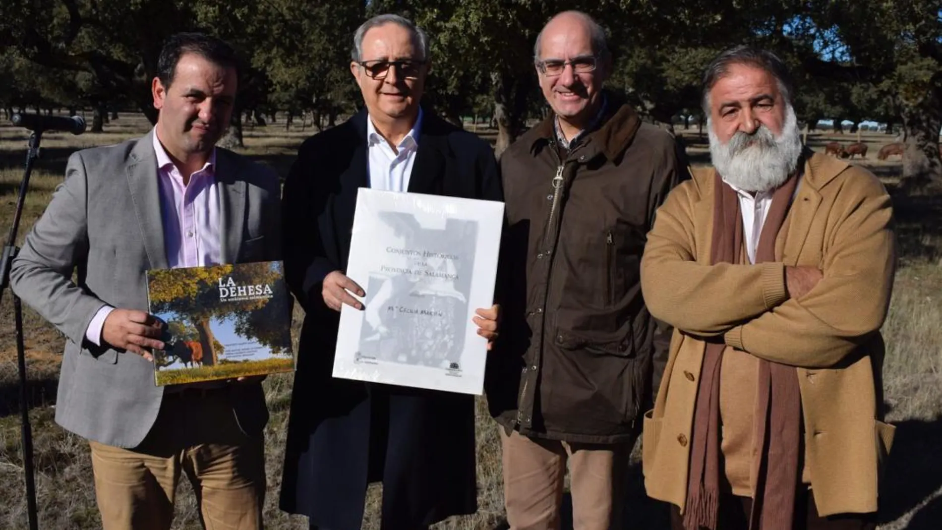 Javier García, José Antonio Sayagués, Javier Iglesias y Pérez Andrés, en el «Día de la Montanera»
