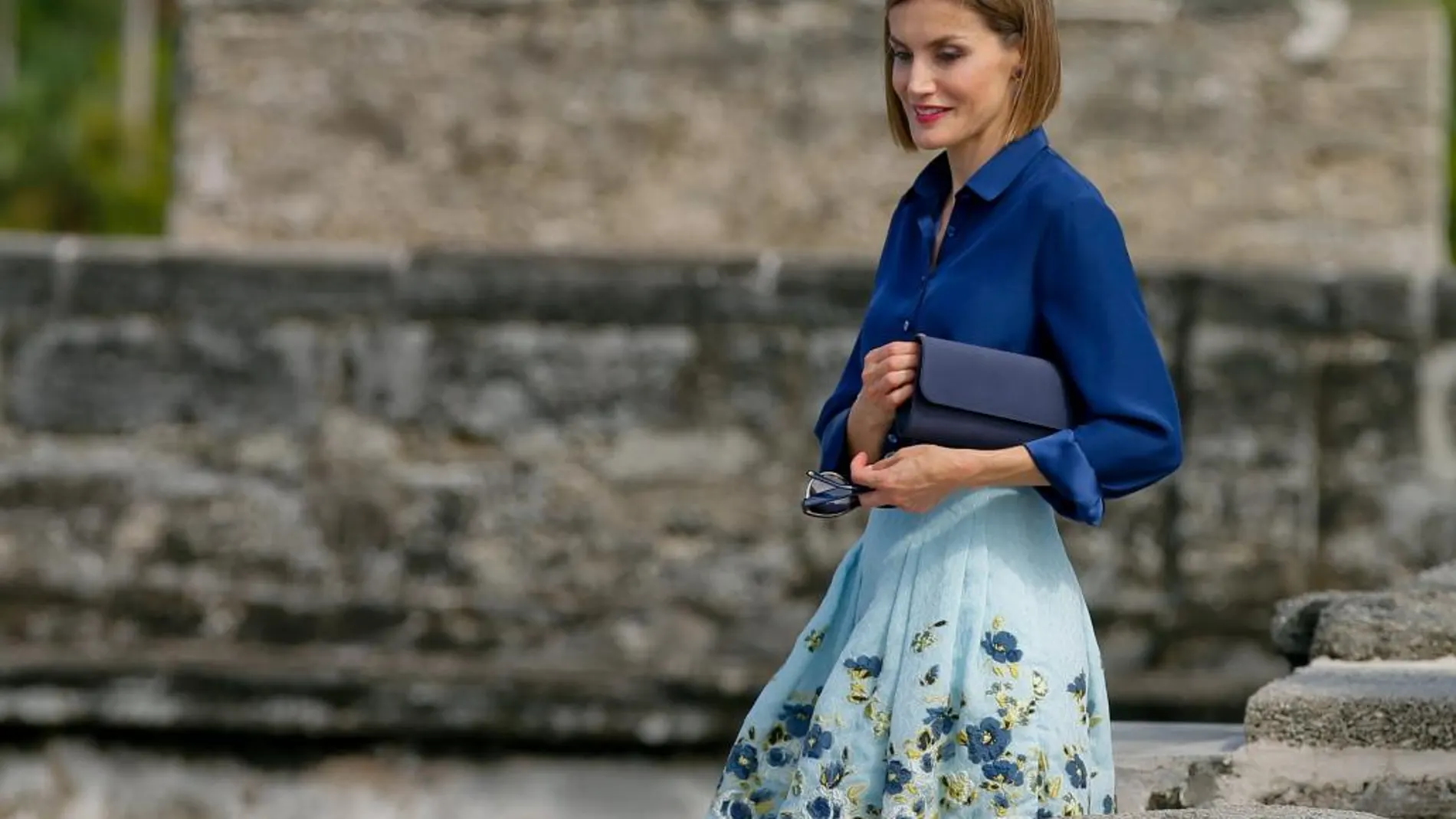 La reina Letizia, durante la visita de los Reyes a Florida.