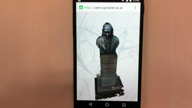 Busto reconstruido en 3D a partir de 100 fotos de móvil
