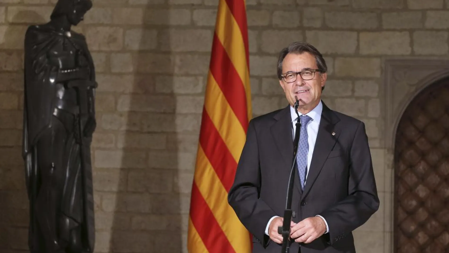 El presidente Artur Mas, durante la declaración institucional que el mandatario catalán ofreció con motivo de la Diada