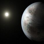 Recreación artística del posible aspecto de Kepler-452b, la primera exotierra hallada en la zona de habitabilidad de una estrella de tipo espectral G2, cuyo descubrimiento fue confirmado en julio de 2015
