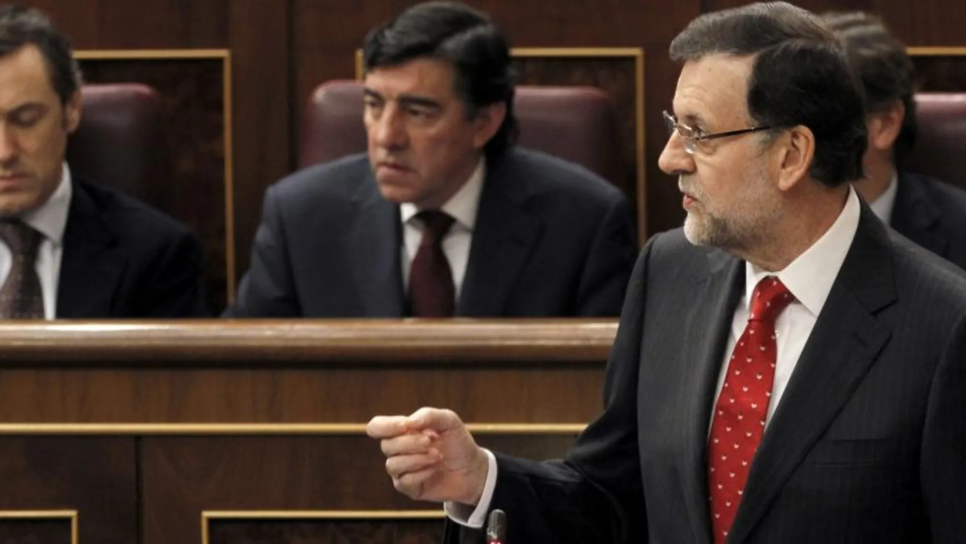 Mariano Rajoy, durante su intervención hoy en la sesión de control al Gobierno que tiene lugar hoy en el Congreso de los Diputados.