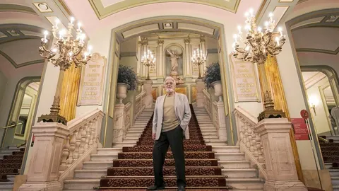 El tenor Plácido Domingo, ayer, en el Gran Teatre del Liceu de Barcelona