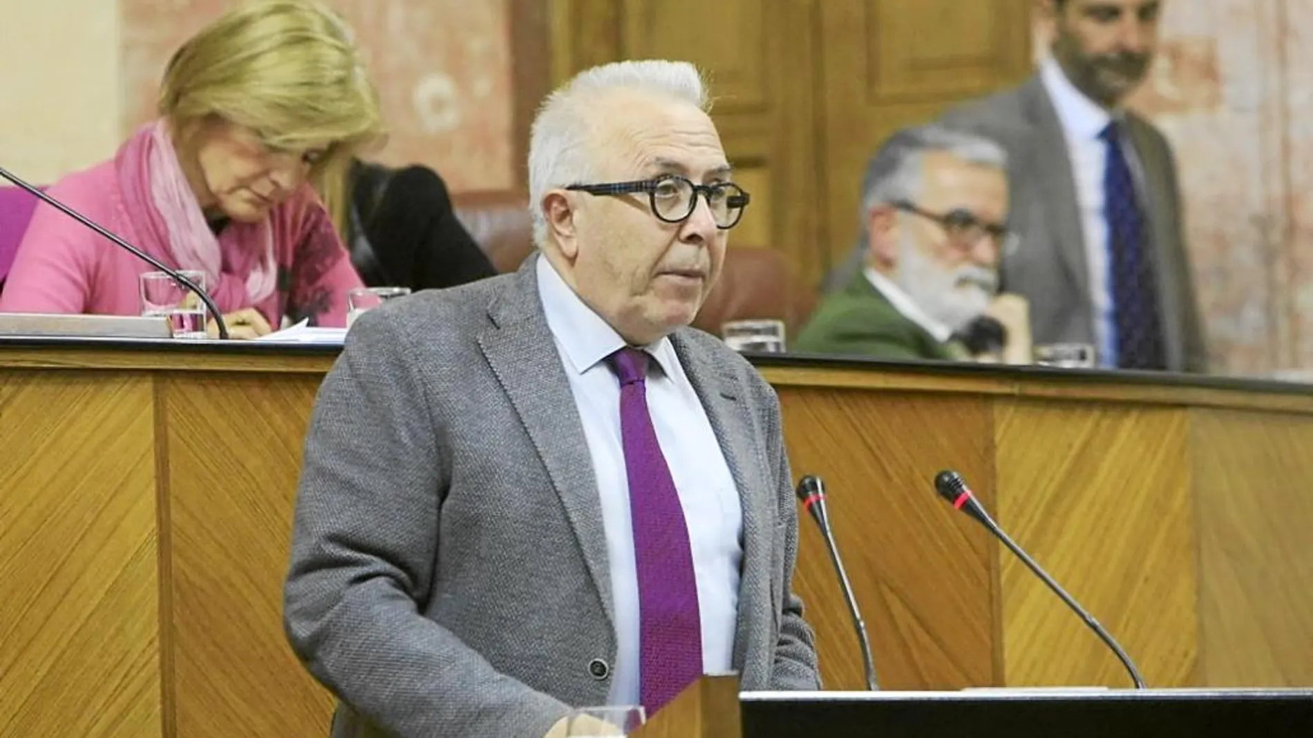 El consejero de Empleo, Empresa y Comercio, José Sánchez Maldonado, ayer, en el Parlamento