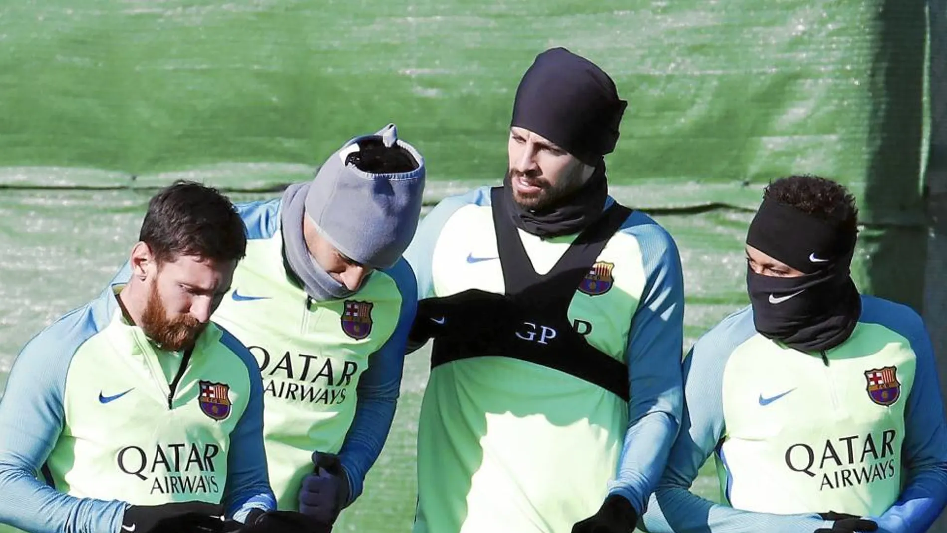 Messi, Suárez, Piqué y Neymar, «helados» en el entrenamiento de ayer