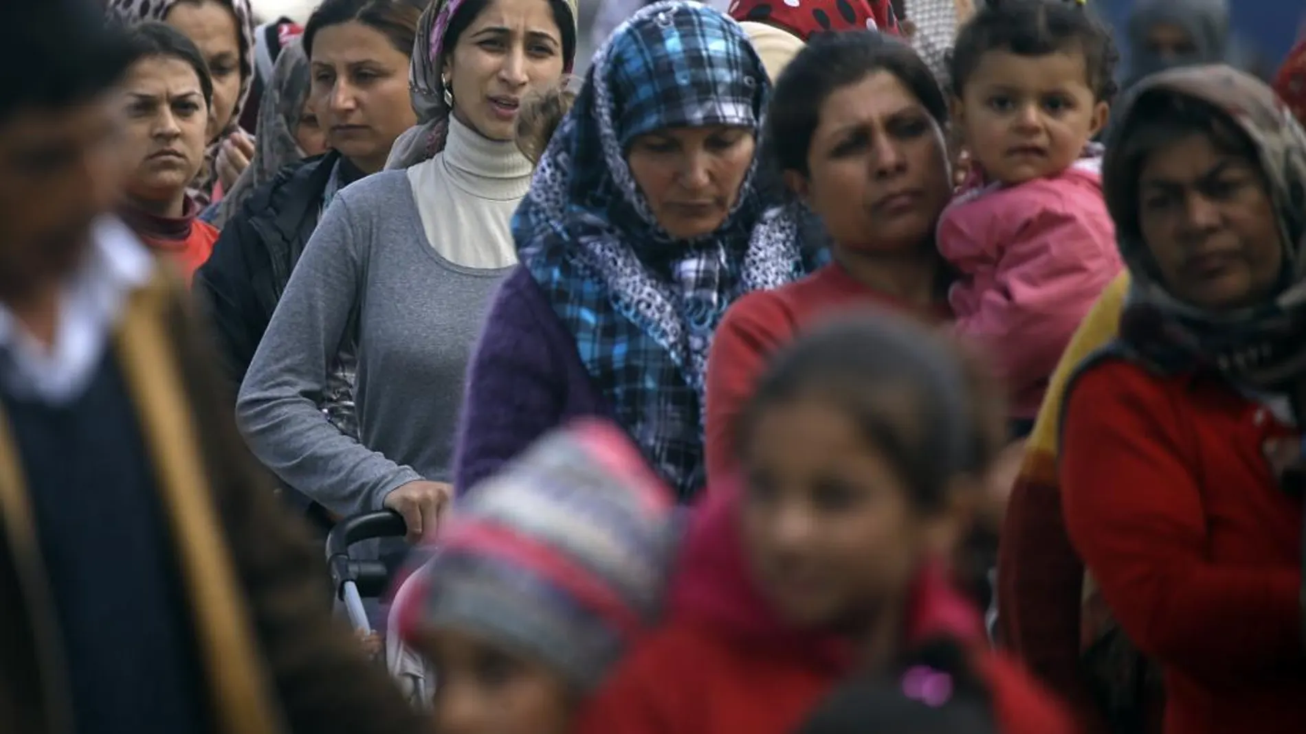 Refugiados en la frontera de Idomeni.