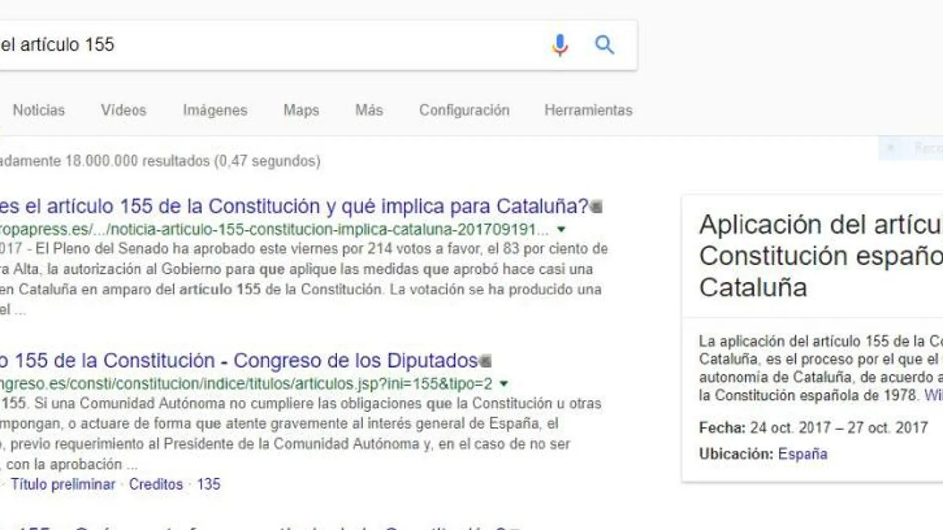El artículo 155, lo más buscado en Google en 2017