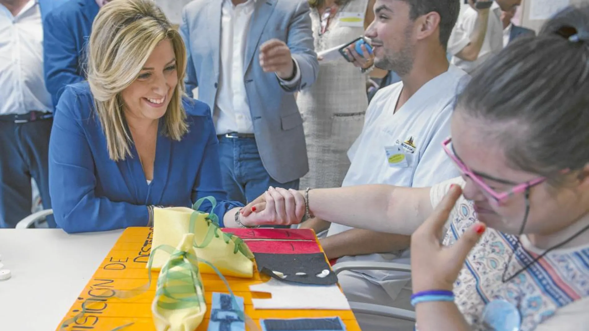 La secretaria general del PSOE andaluz, Susana Díaz, ayer en una residencia para personas con discapacidad en Jaén