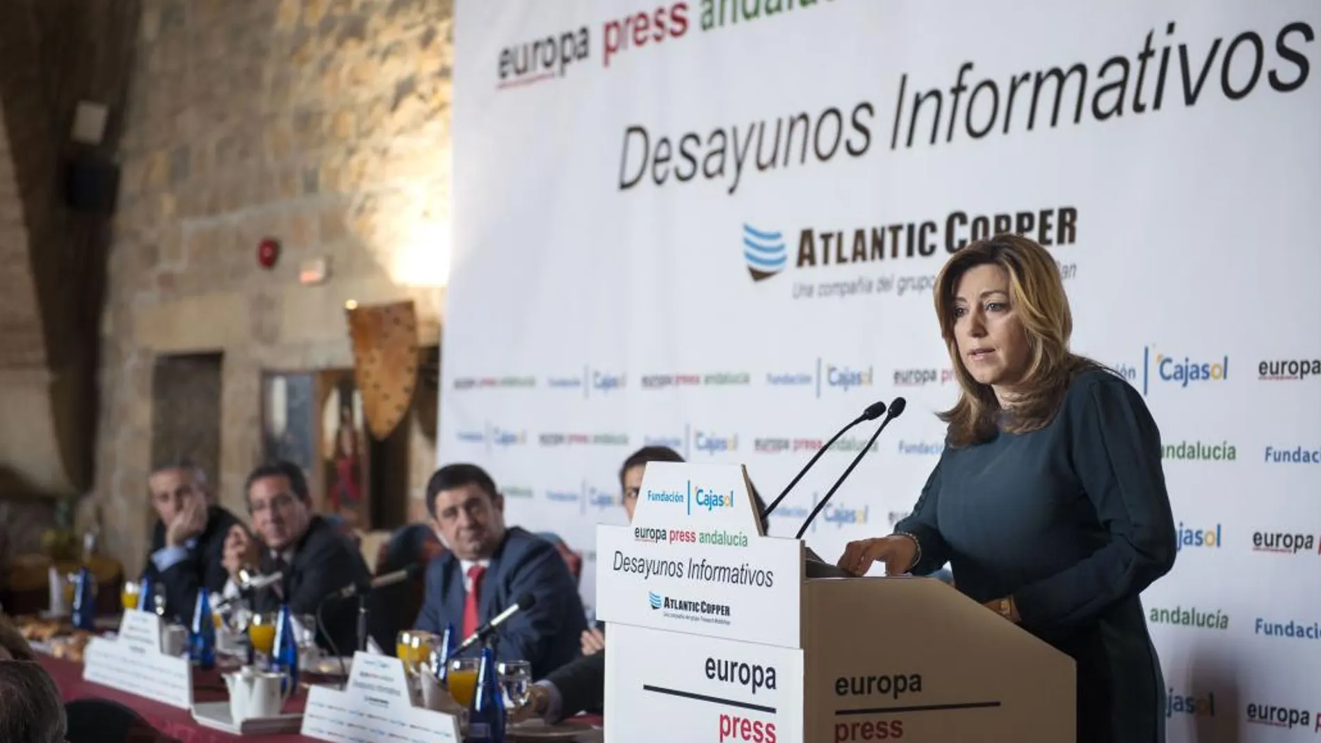 La presidenta de la Junta de Andalucía, Susana Díaz,durante los Desayunos Informativos de Europa Press Andalucía