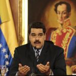 Nicolás Maduro durante la comparencia en el Palacio de Miraflores