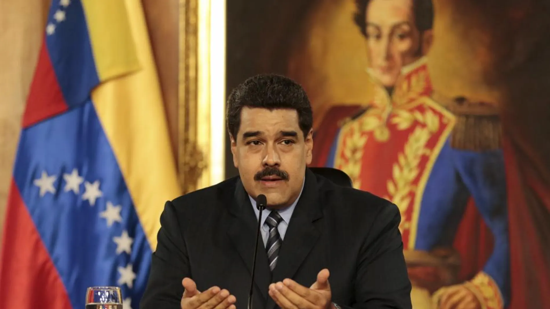 Nicolás Maduro durante la comparencia en el Palacio de Miraflores