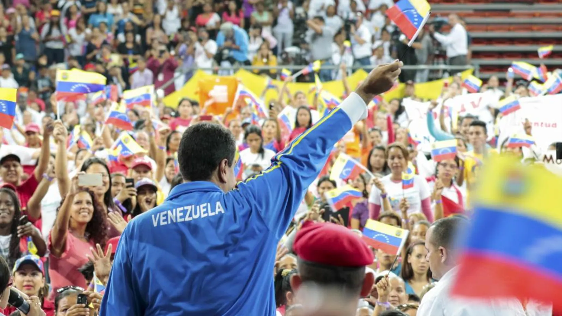 Maduro durante un mitin en Caracas