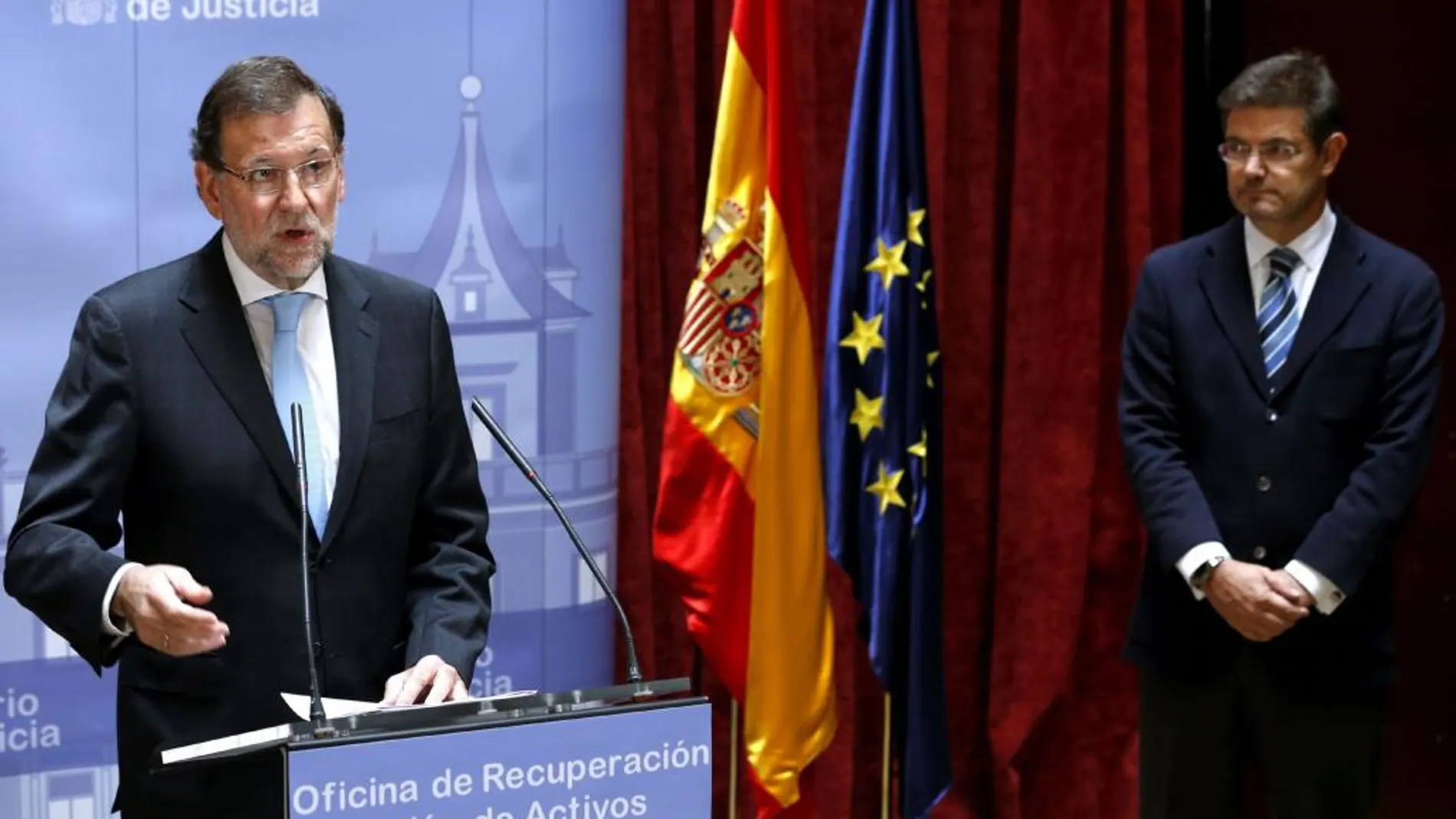 El presidente del Gobierno, Mariano Rajoy, durante su intervención en la inauguración de la Oficina de Recuperación y Gestión de Activos (ORA).