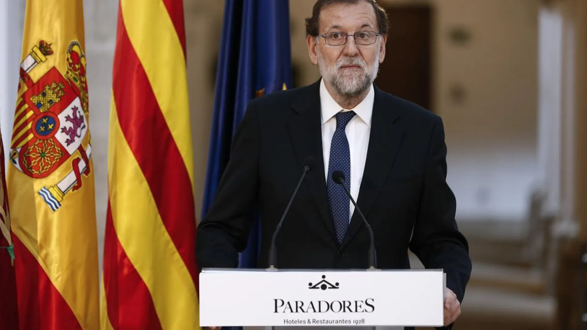 El presidente del Gobierno, Mariano Rajoy, en su intervención en el acto de inauguración del Parador Nacional de Lérida