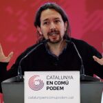 Pablo Iglesias, durante la presentación del programa electoral de Catalunya En Comú-Podem (CatComú-Podem)