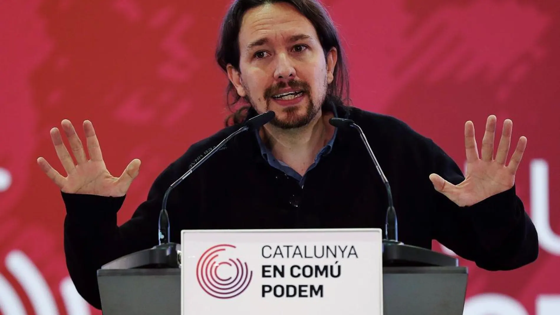 Pablo Iglesias, durante la presentación del programa electoral de Catalunya En Comú-Podem (CatComú-Podem)